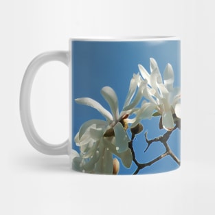 Be Free - White Blossoms Floral Array - White Botanicals against a Blue Sky Mug